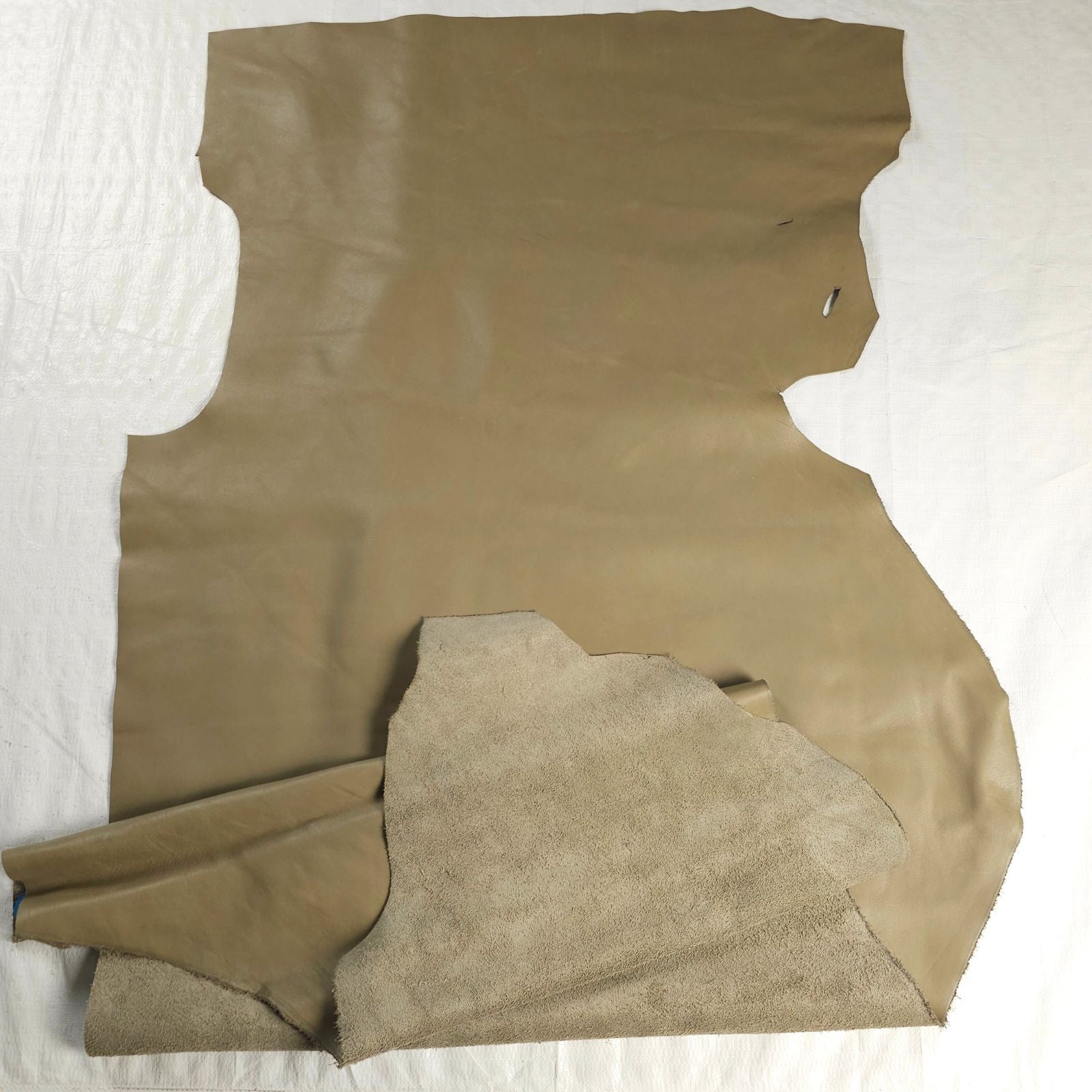 Large chrome tanned upholstery leather close up drape