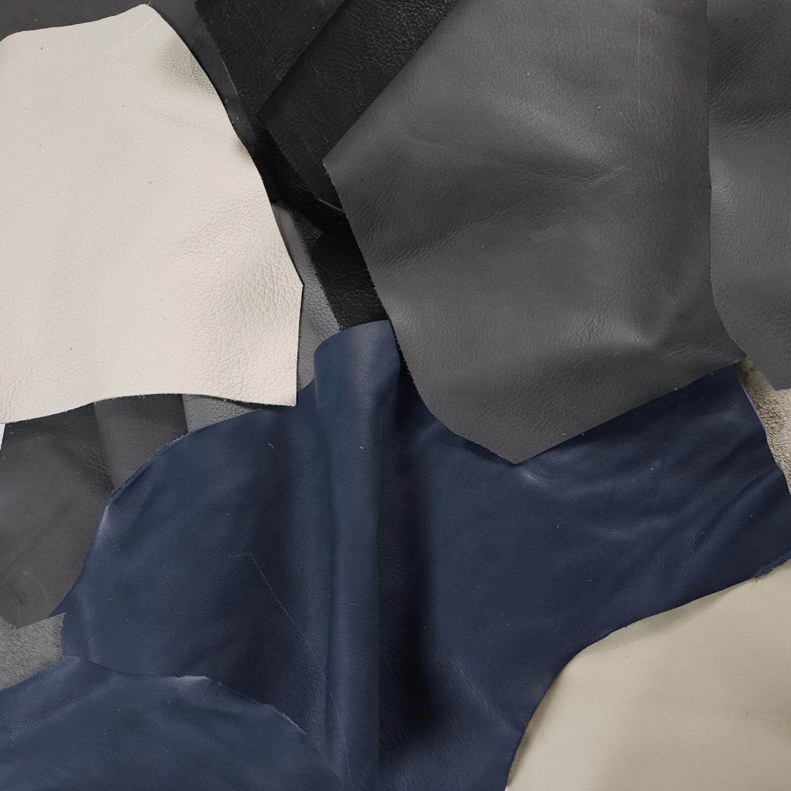 Black and Neutral Leather Scraps in assorted textures