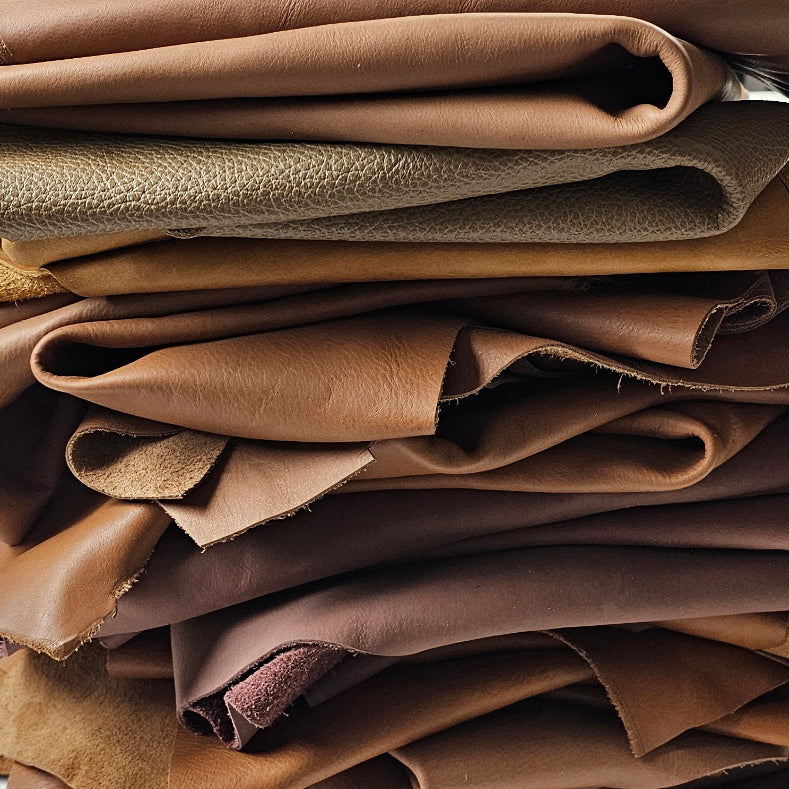 Brown leather remnants 1 to 2 sq ft