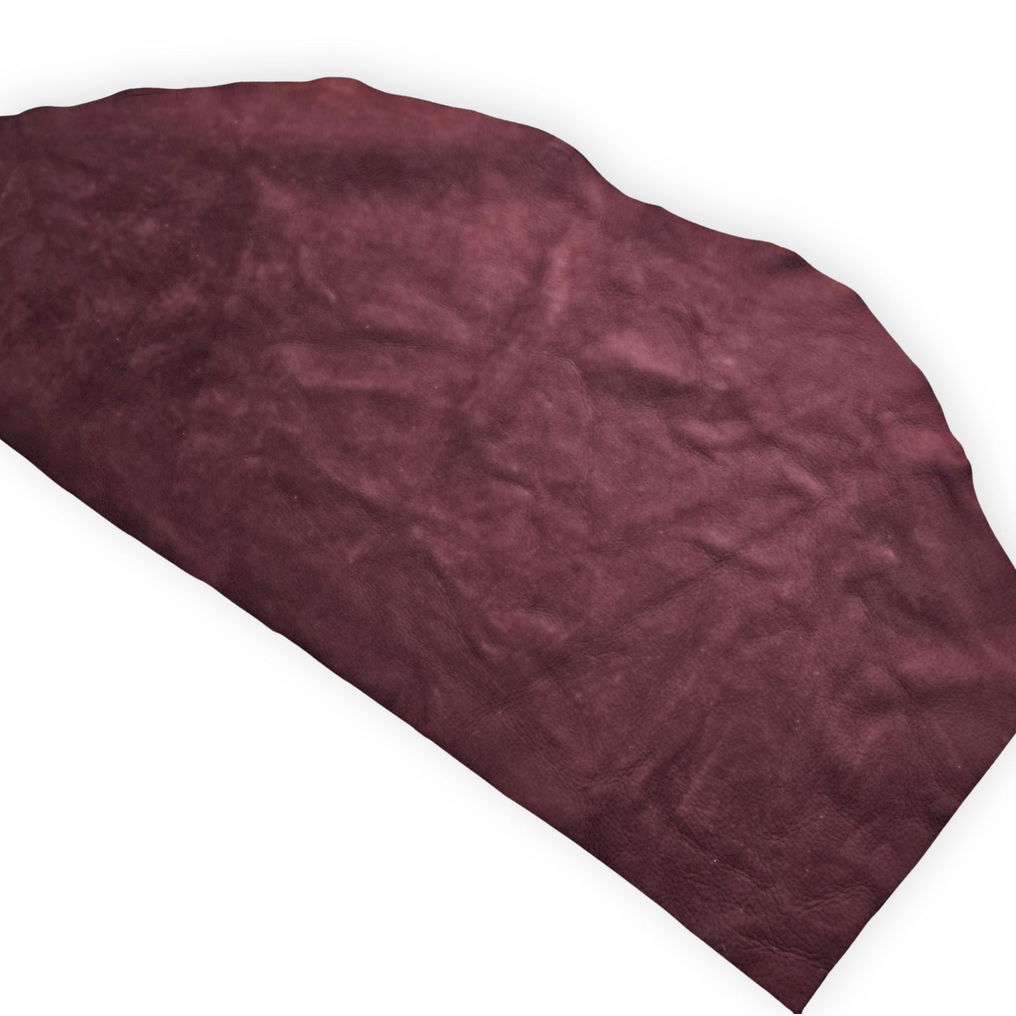 Burgundy nubuck leather piece approximately 1–2 sq ft