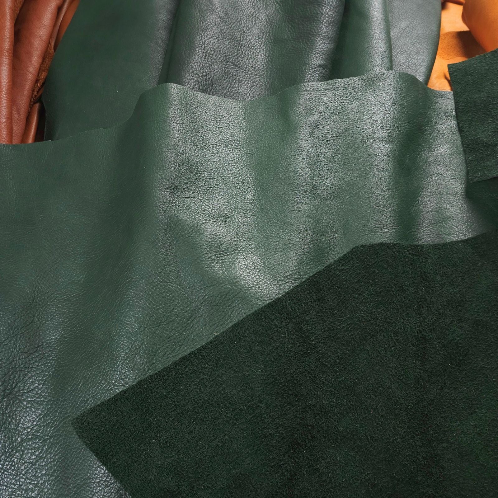 Large veg tan leather pieces tan full grain