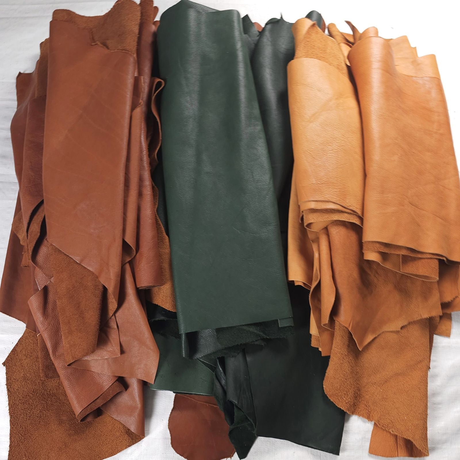 full grain veg tan leather pieces for bags and panels