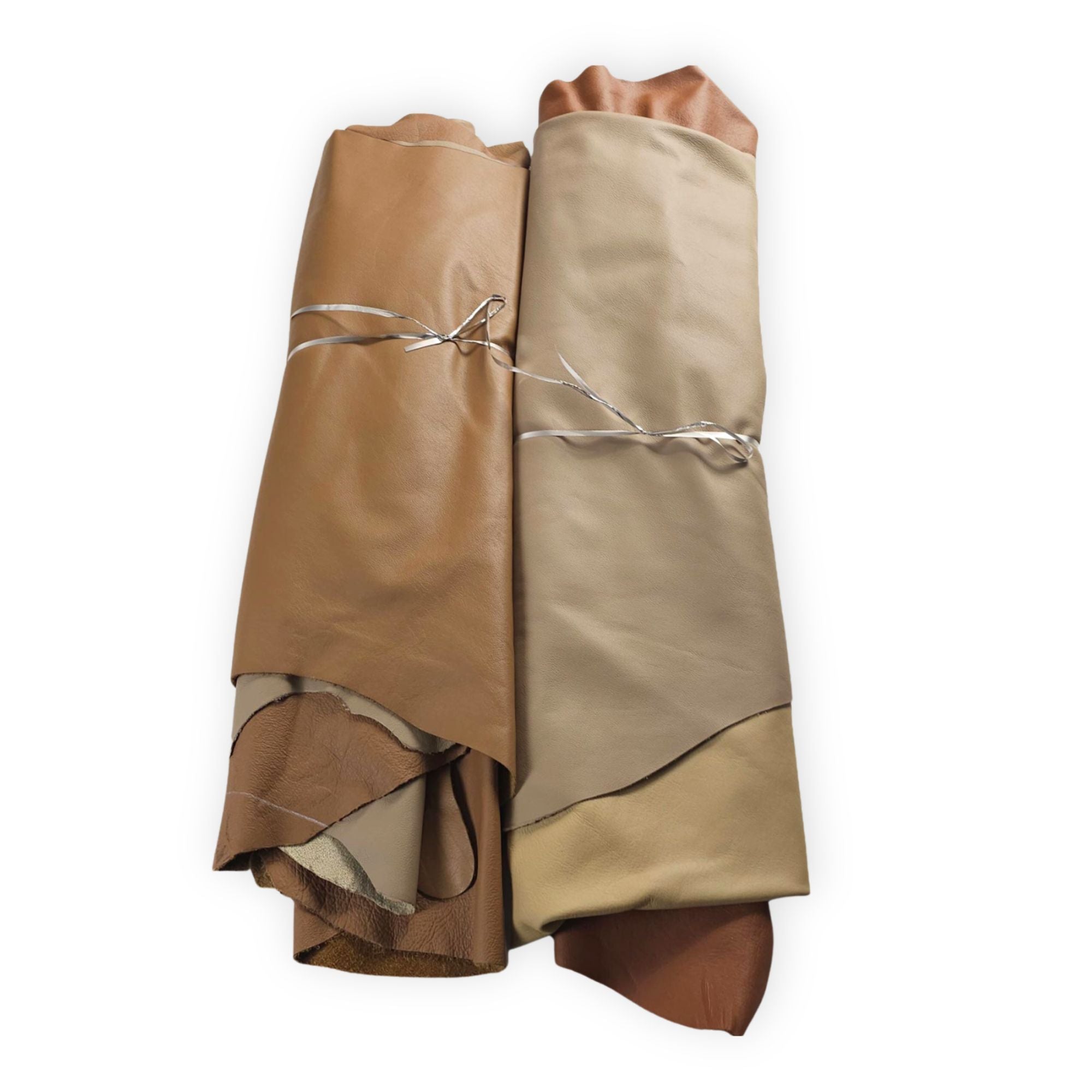 Earth tone leather bundles with large tan and brown cowhide pieces