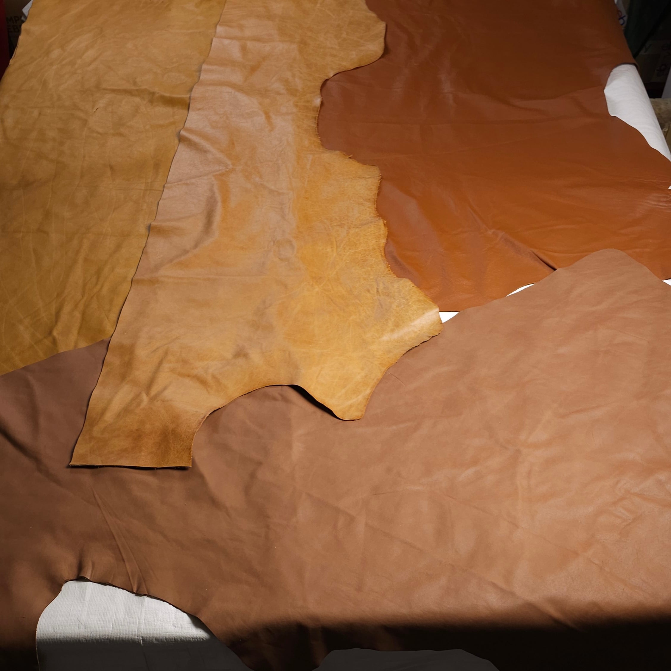Warm brown leather remnants assortment