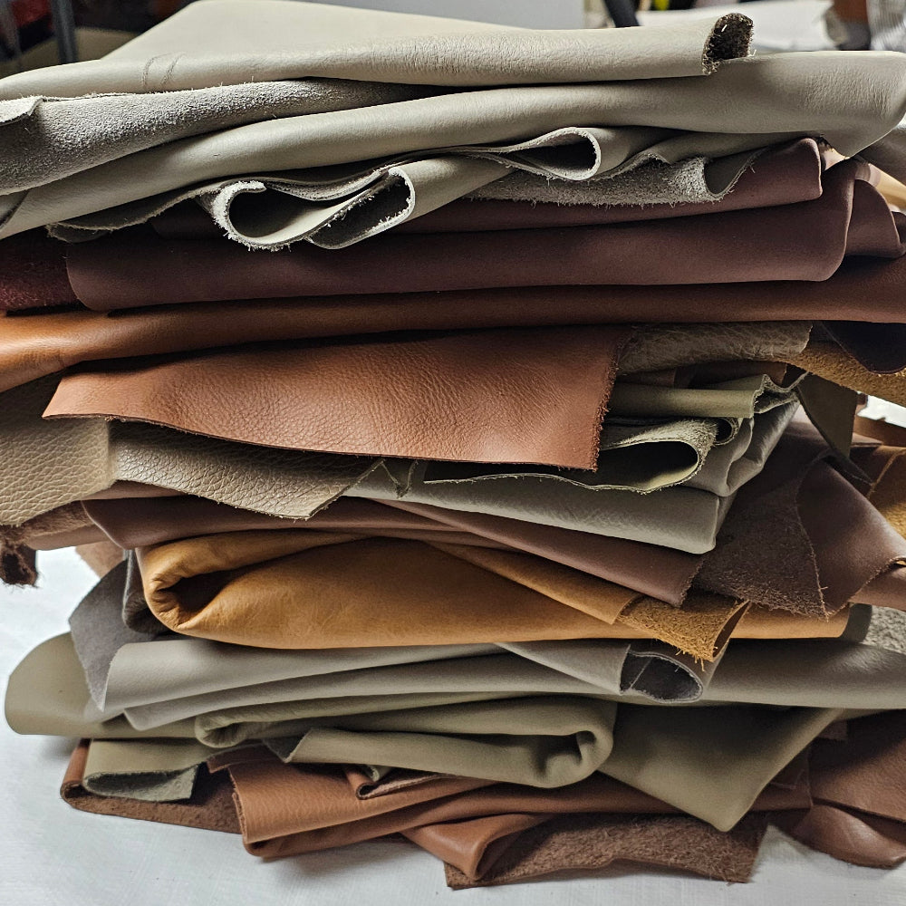 Earth tone leather scraps 1 to 2 sq ft