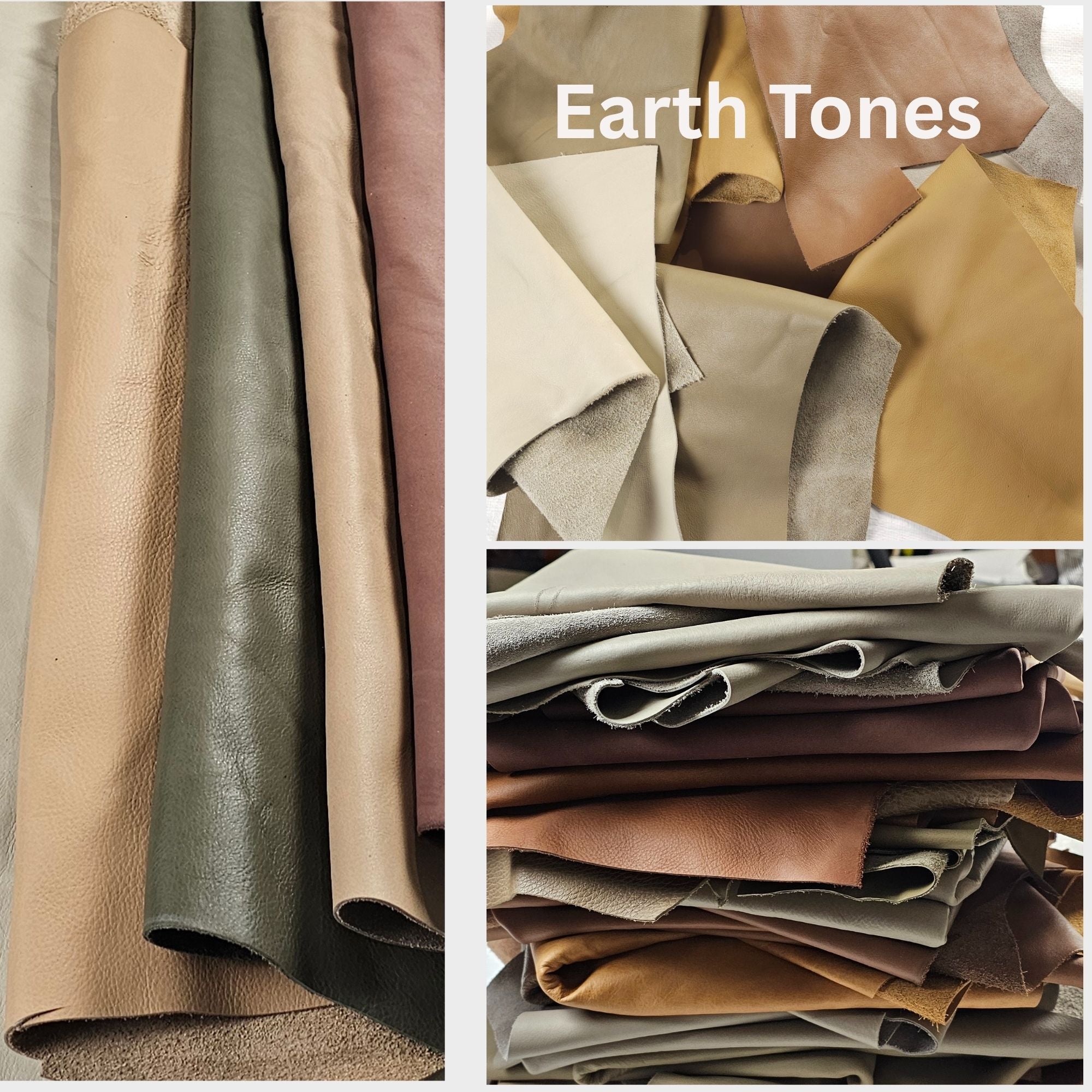 Earth Tone Leather Pieces – 1–2 Sq Ft