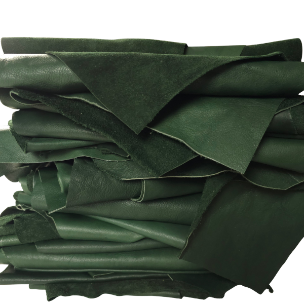 Forest green veg tanned leather scraps 1 to 2 sq ft full grain