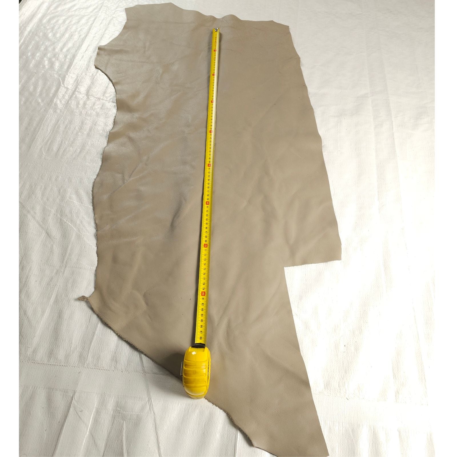 Large stone beige leather scraps, 3-5 sq. ft, showing a smooth surface.