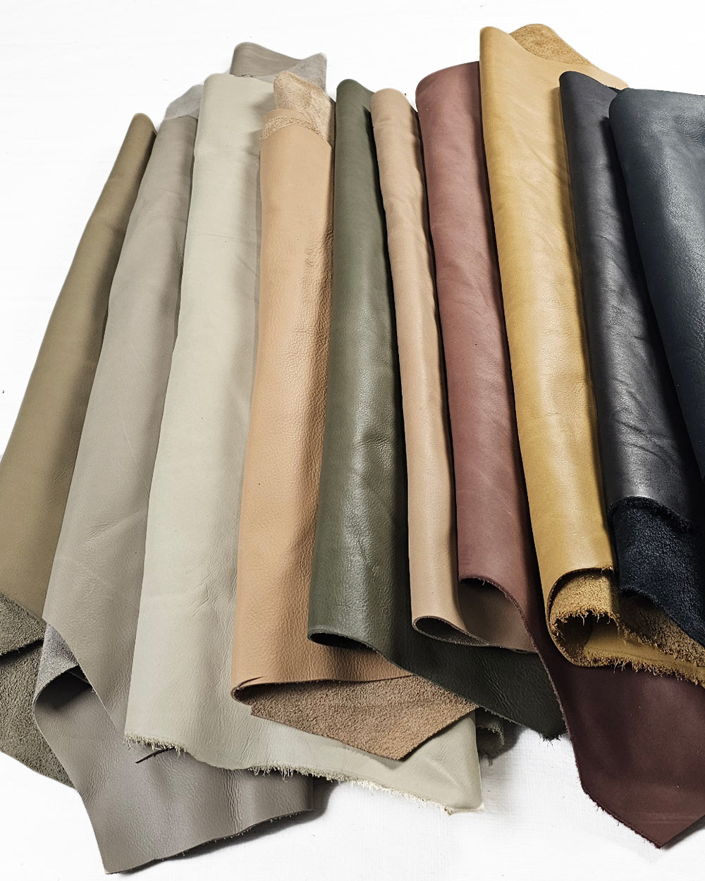 Large leather pieces assorted colours folded