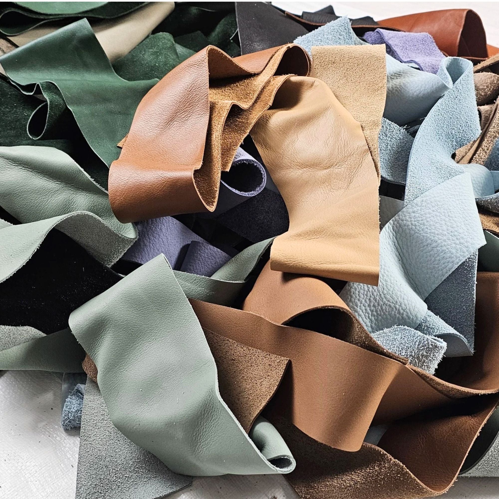 Leather strips for crafts in assorted colours, widths and lengths