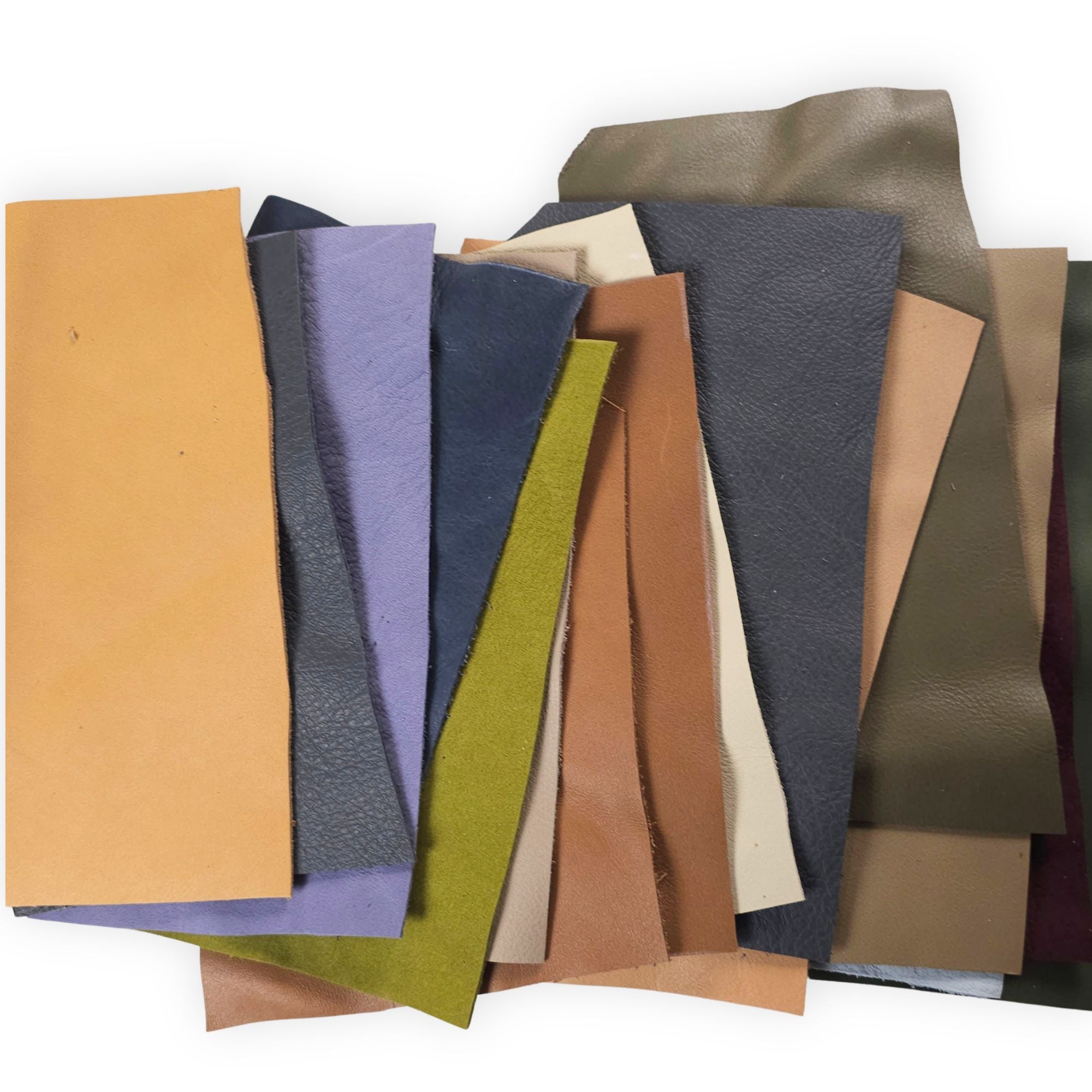 Leather sample pack with assorted genuine leather colours and finishes