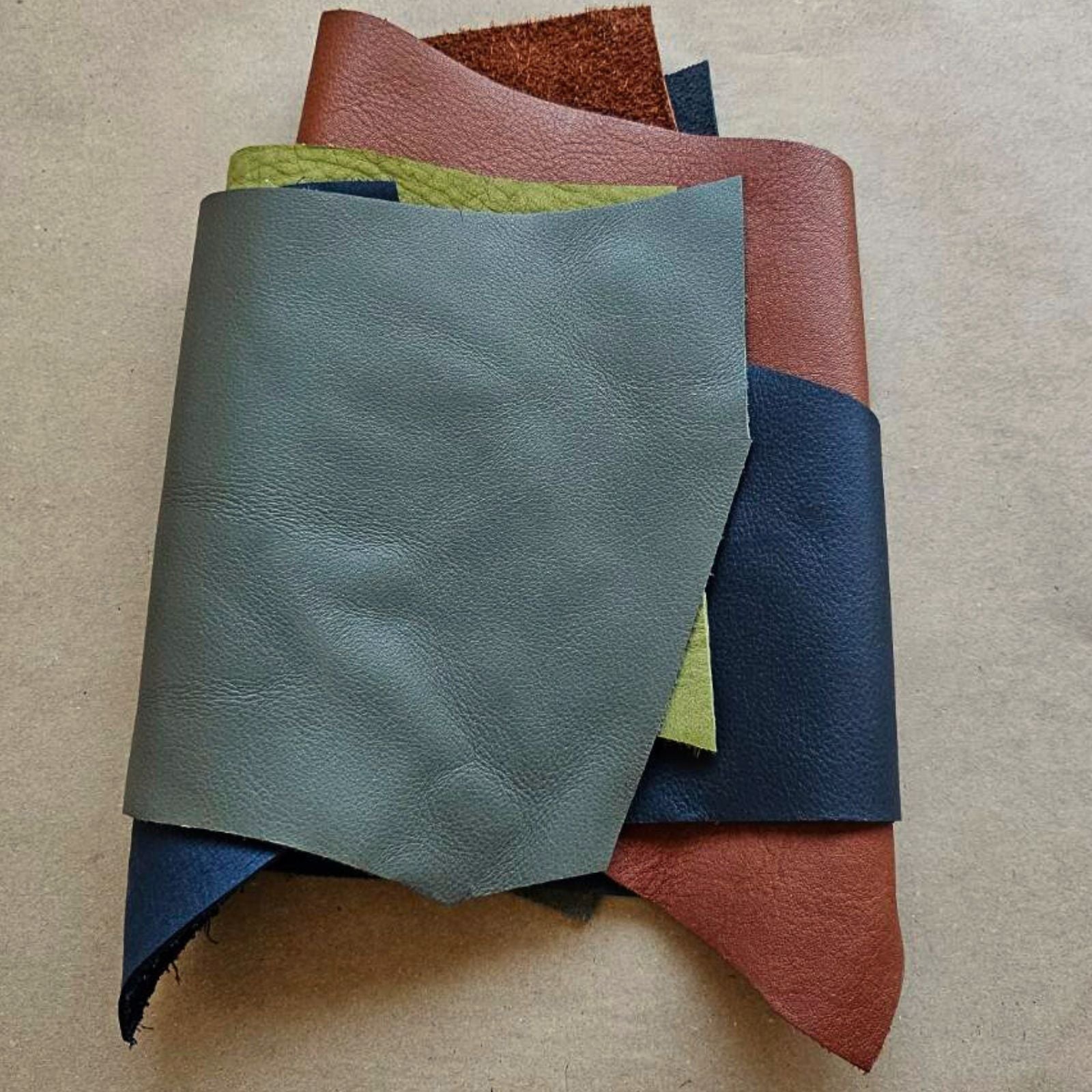 leather samples showing thickness and texture comparison for leathercraft projects