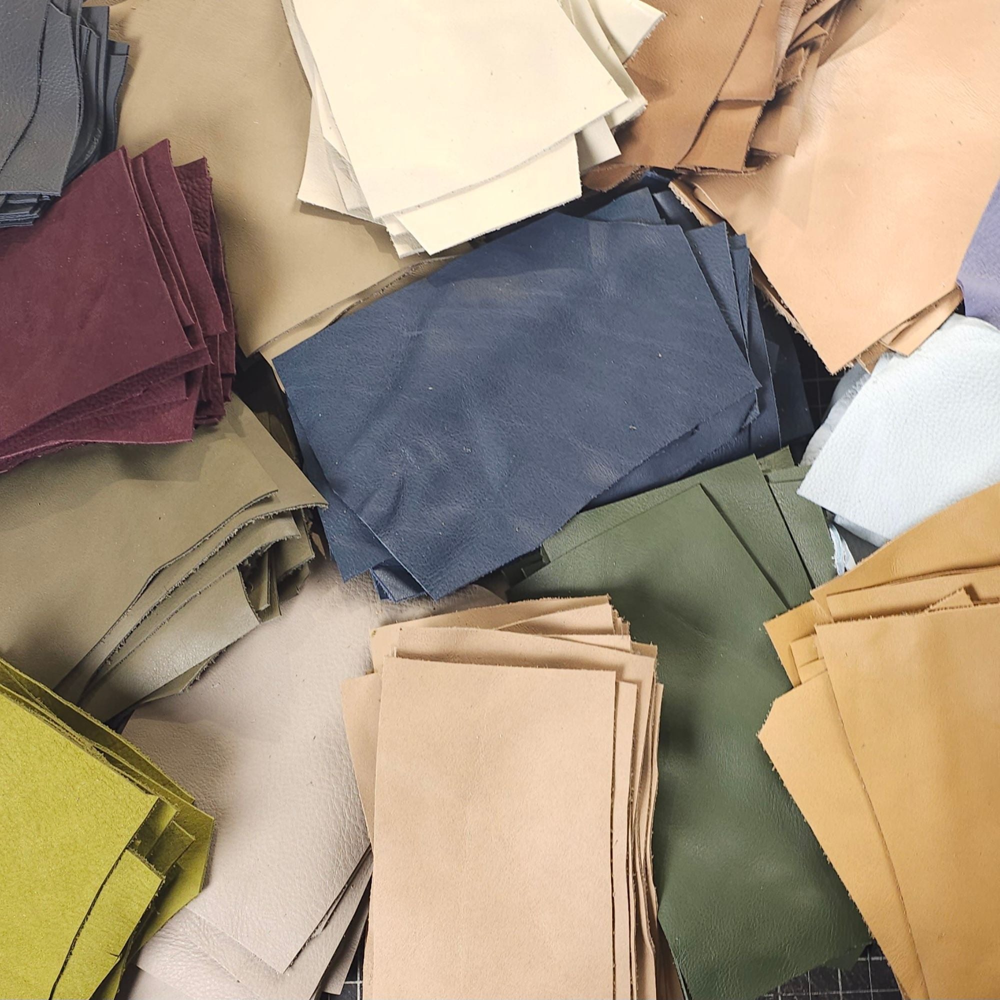 Assorted leather samples showing availability for colour, texture and flexibility