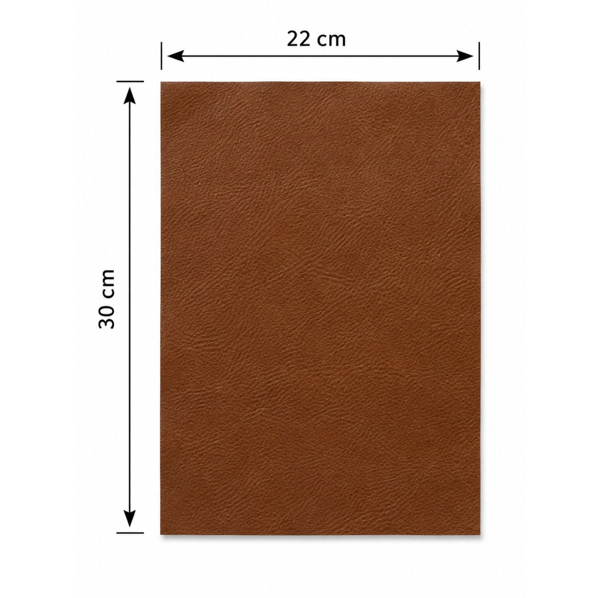 Brown corrected grain leather panel measuring 22 × 30 cm