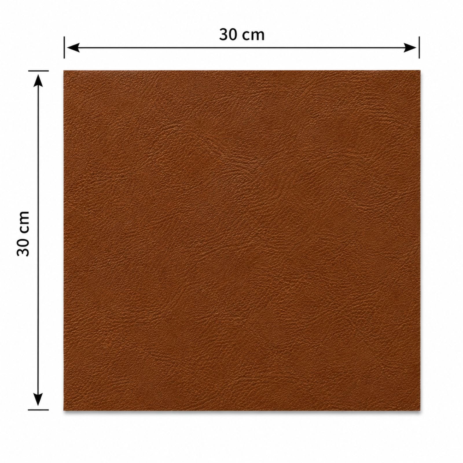 Brown corrected grain leather panel measuring 30 × 30 cm