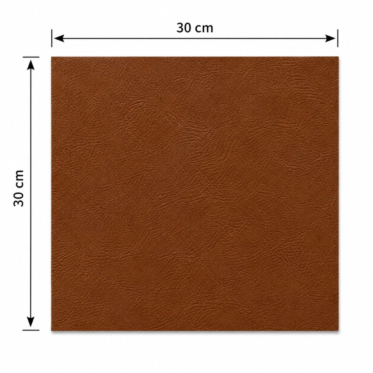 Brown corrected grain leather panel measuring 30 × 30 cm