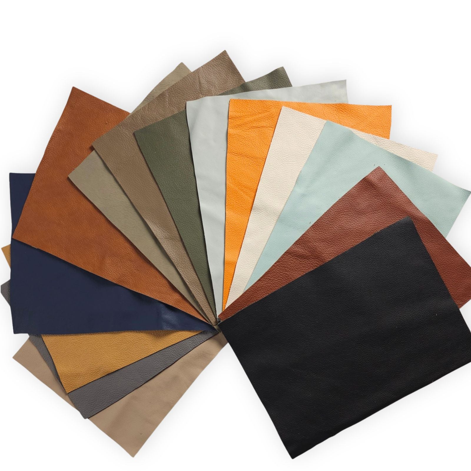 Assorted chrome-tanned cowhide leather panels for crafts