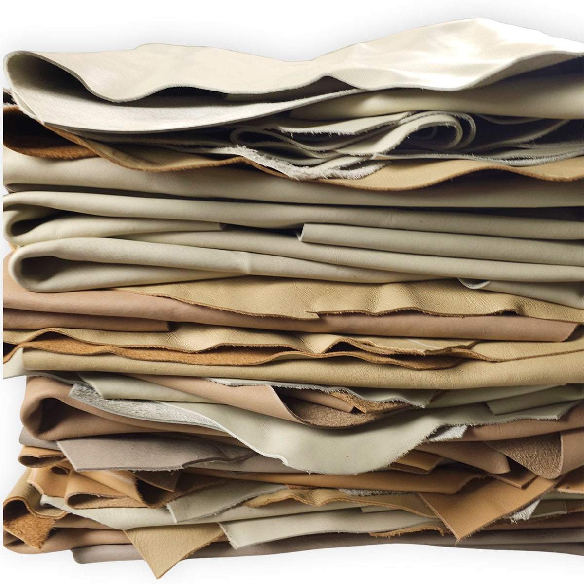 Light and natural leather pieces in cream, beige and pale colours