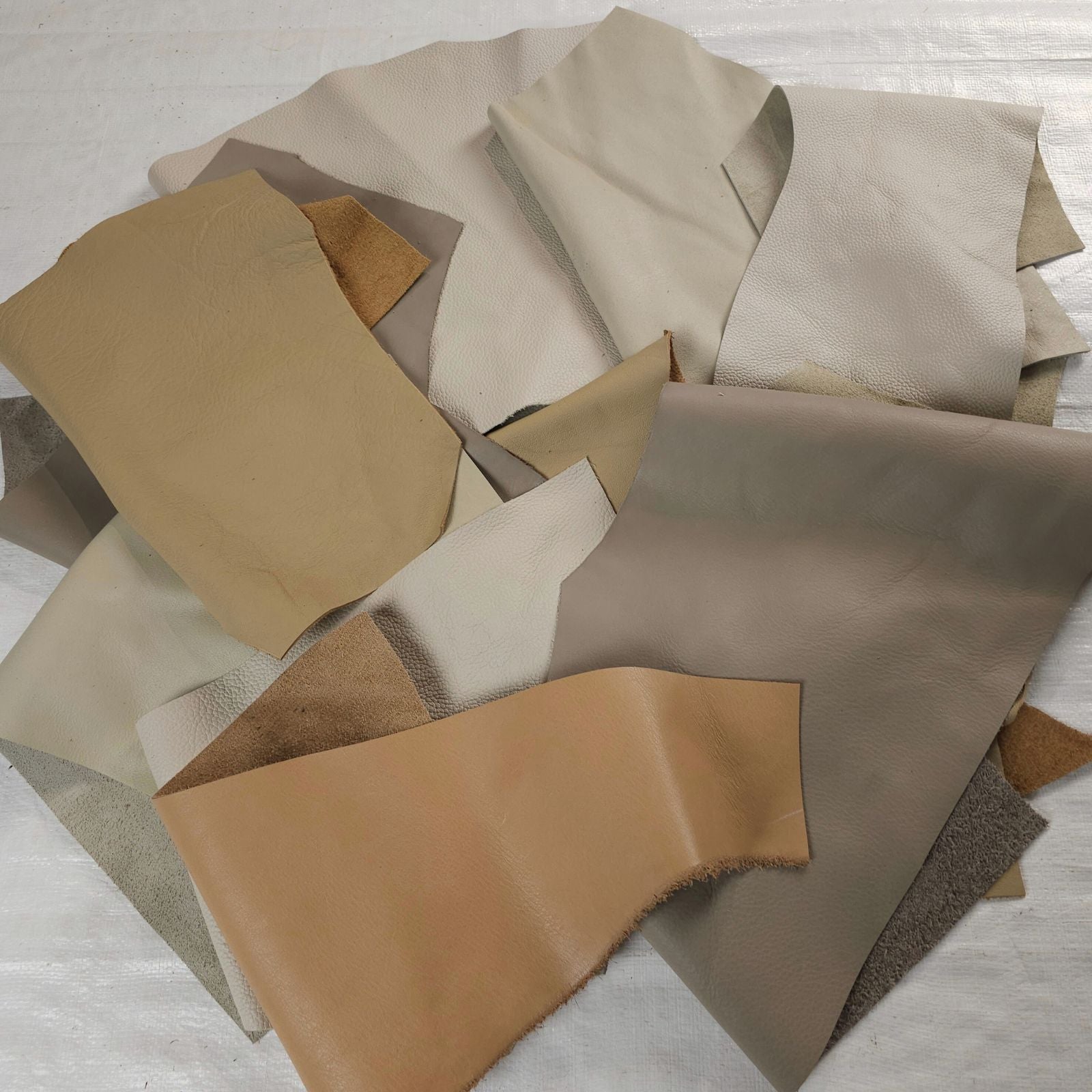 Light neutral leather scraps 1 to 3 hands