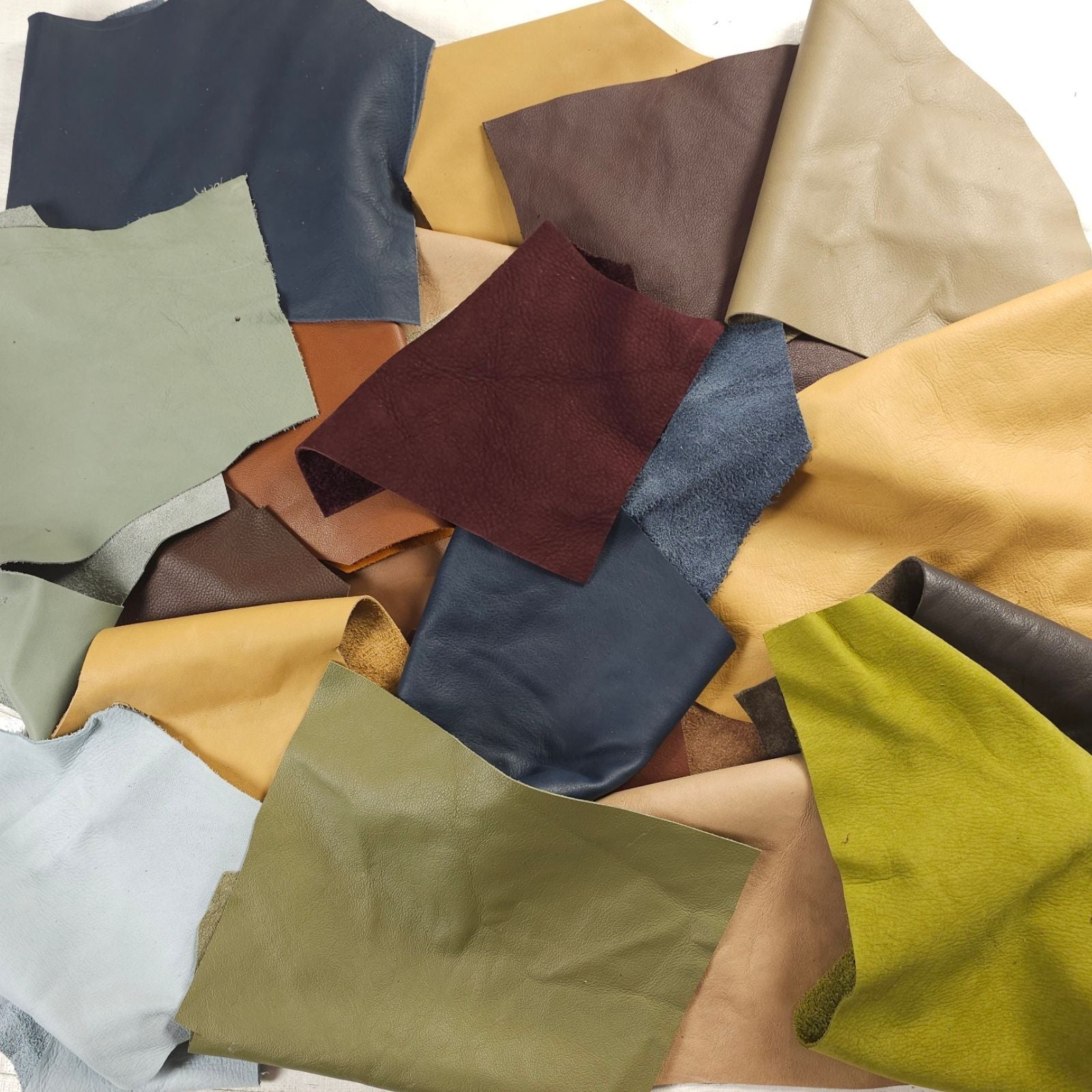 Assorted soft cowhide leather scraps for sewing and leathercraft