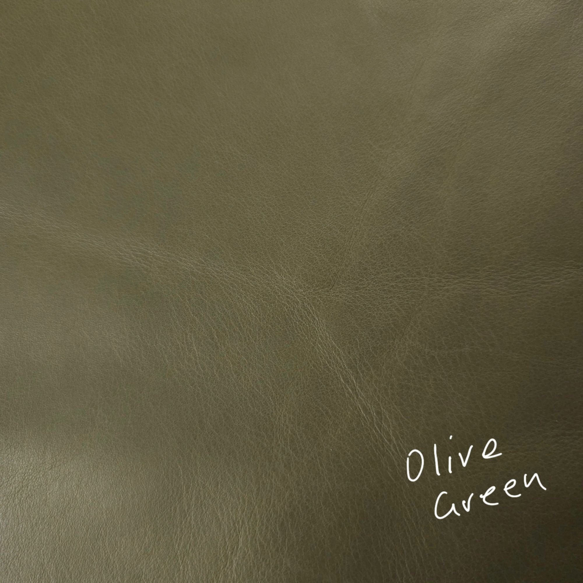 Olive green cowhide leather piece in a muted earthy shade