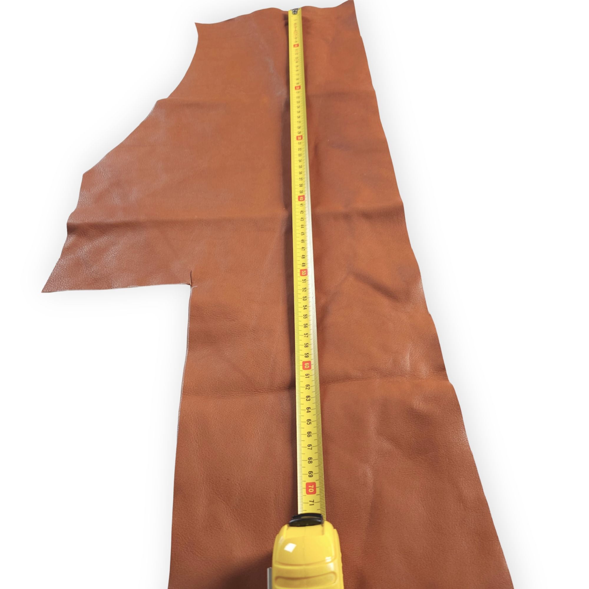 Tan cowhide veg piece showing natural grain and size